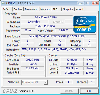 Ivy Bridge stepping E1 to 7033 MHz